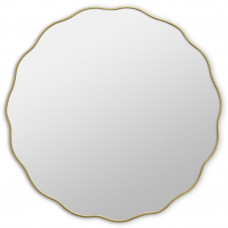 Круглое зеркало в стиле минимализм в золотой волнистой раме Fancy M Gold (Фэнси) Smal Ø80 см 