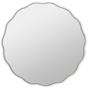 Круглое зеркало в серебряной волнистой раме Fancy M Silver (Фэнси) Smal Ø80 см